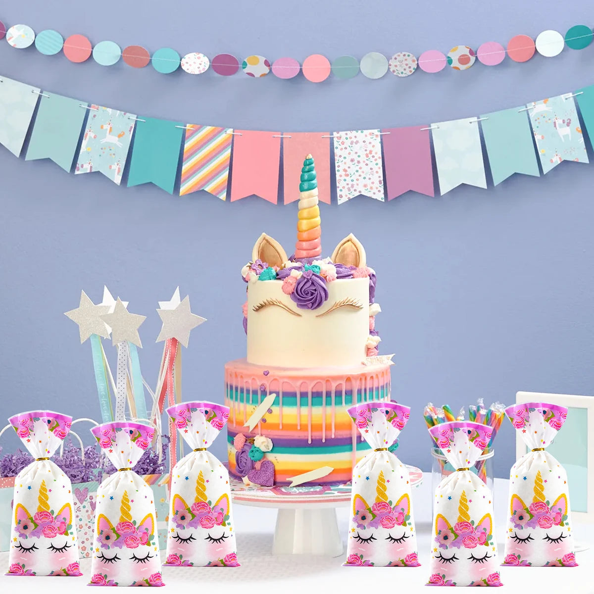 Unicorn Birthday Party Decoration Cookie Candy Gift Bags Unicorn Birthday Party Decor Kids Girl Baby Shower Wedding Supplies