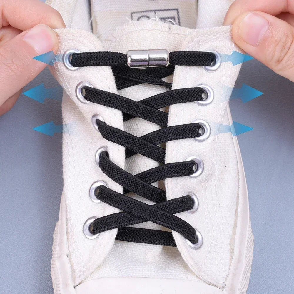 Elastic No Tie Shoelaces Semicircle Shoe Laces For Kids and Adult Sneakers Shoelace Quick Lazy Metal Lock Strings Rope Capsule