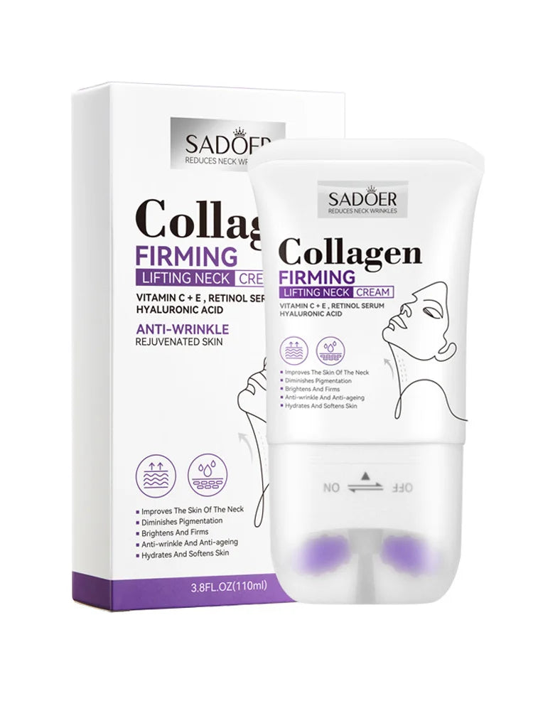 SADOER Collagen Firming Neck Cream Lifting Moisturizing Brightening Message Roller Neck Beauty Cream Necks Skin Care Products