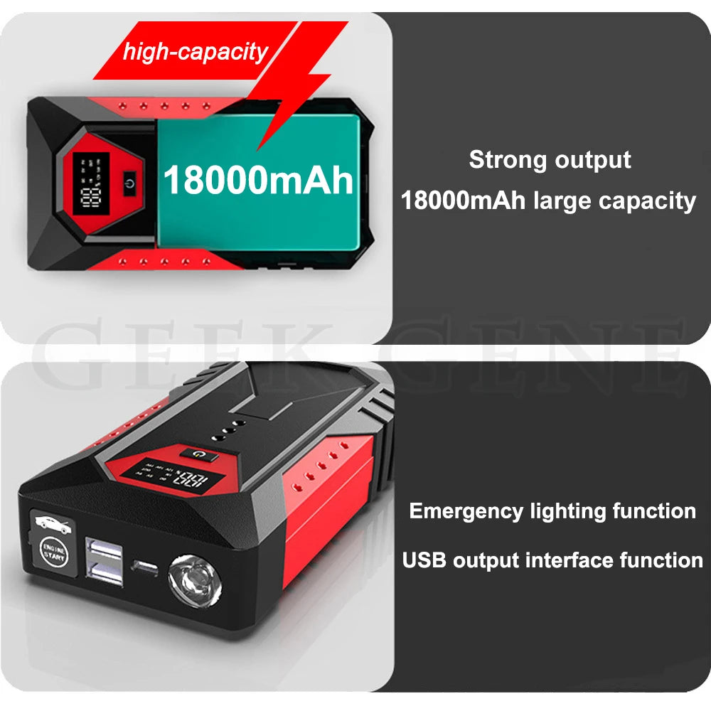 18000mAh Car Jump Starter Portable Power Bank Car Battery Booster 12V Car Starting Device for Petrol Diesel 6.0L/4.0L