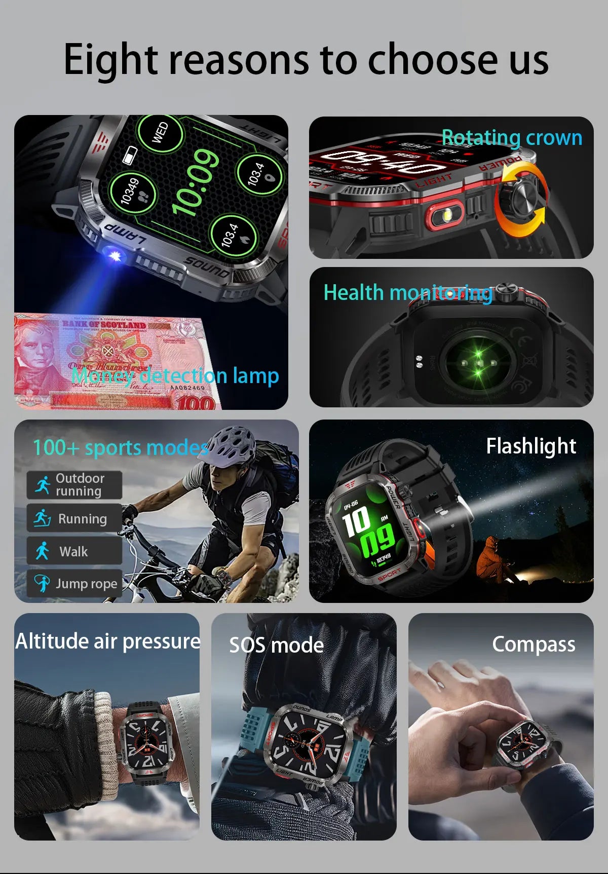 Bulbusbow 2024 Outdoor Smart Watch for Xiaomi - 2.01-Inch HD AMOLED Screen, GPS, Compass, Bluetooth Calling, Long Battery Life