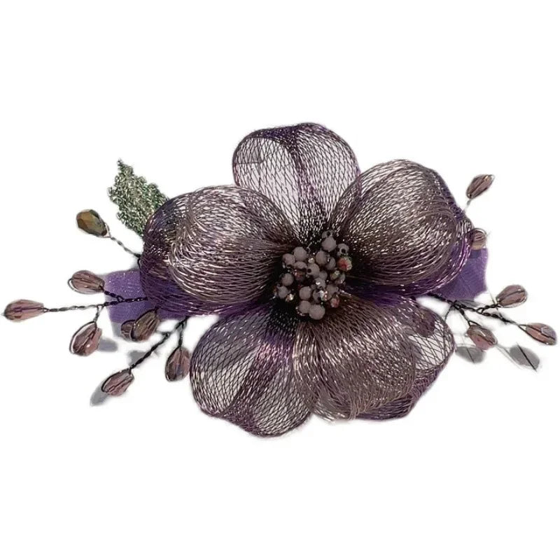 Fashion Copper Wire Weaving Flower Brides Hairpin Hair Accessories for Women Elegant Luxury Spring Clips for Girls Headwear Gift