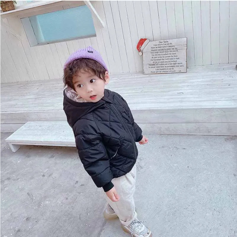 New Kids Padded Coat Boys Hooded Outerwear Girls Warm Jacket Autumn Winter Children Clothing Baby Fashion Zipper Clothing 3-8Y