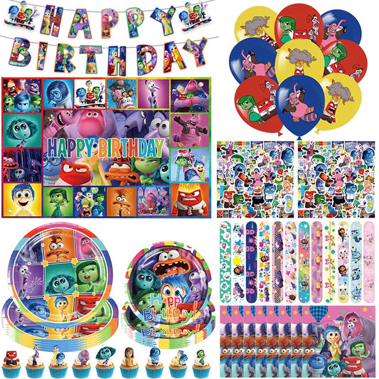 Disney Inside Out 2 Birthday Decorations: Tableware, Banners, and Balloon Supplies for Kids' Parties