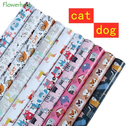 10/5pcs Cat Dog Pet Supplies Wrapping Paper 50X70CM Christmas Gift Wrapping Paper Flower Packaging for Valentine’s Day Birthday