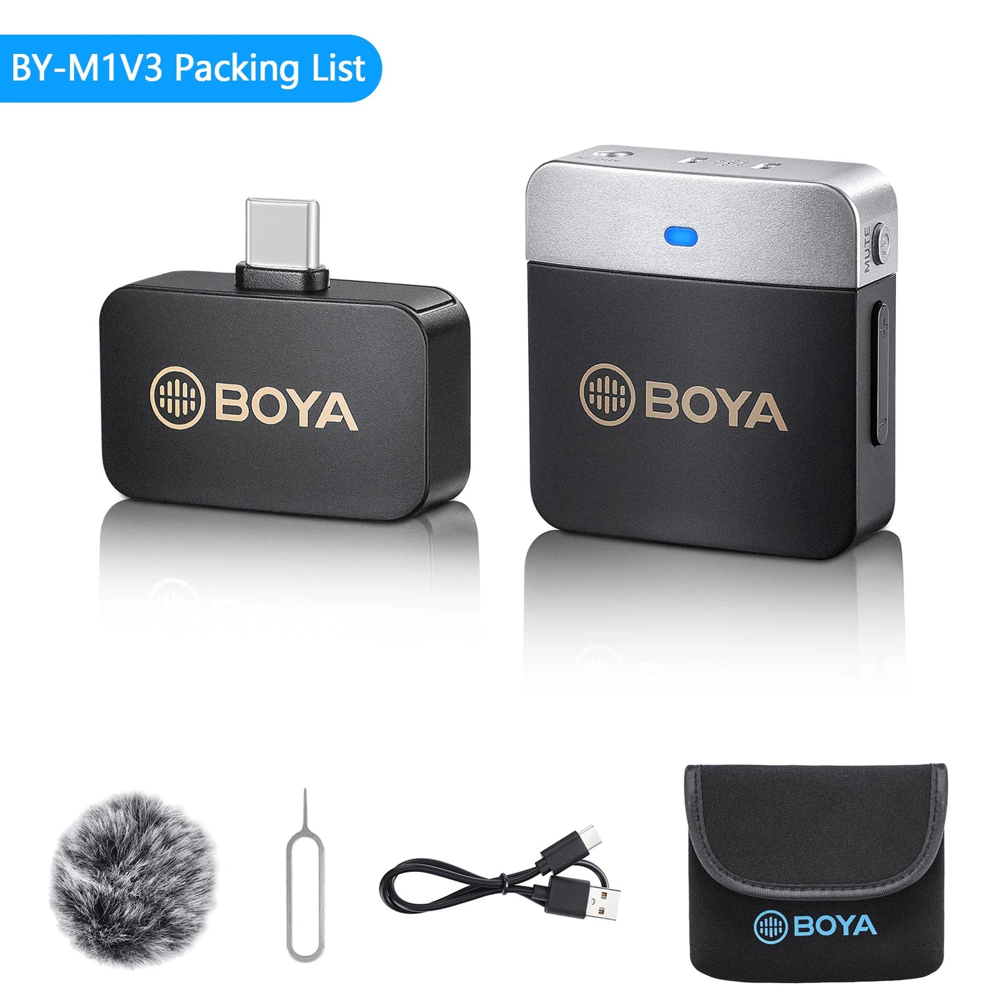 BOYA BY-M1V Wireless Lavalier Lapel Condenser Microphone for iPhone Android Smartphone Camera PC  Gaming YouTube Broadcast Vlog