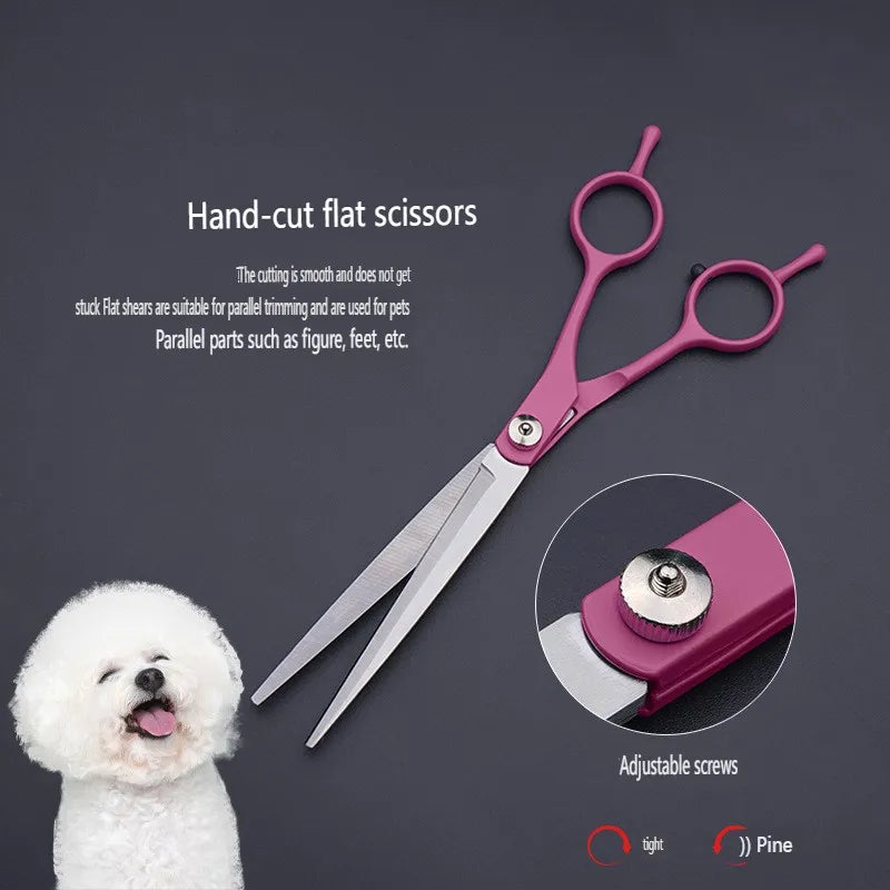 7 Inch Stainless Steel Dog Grooming Scissors Comb Thinning Up Down Curved Pet Grooming Scissors For Animal Cutting Hair Clipper