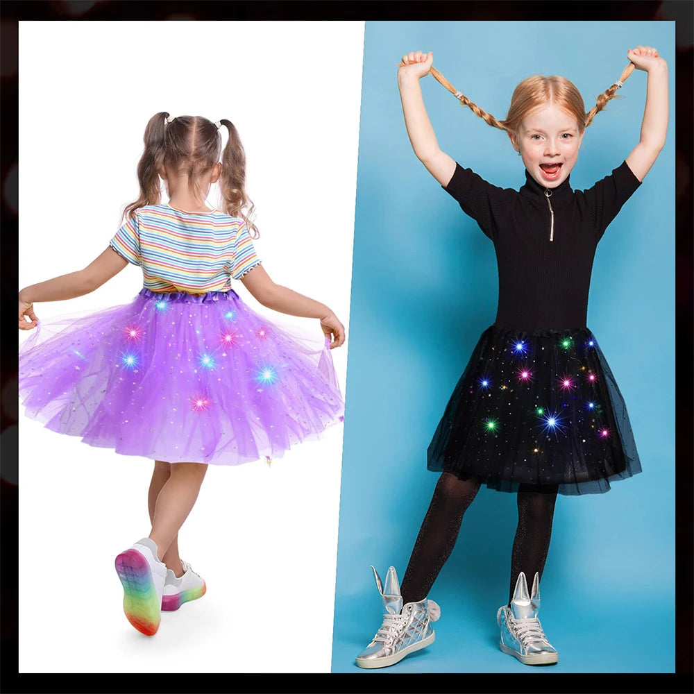 Halloween Women's LED Tutu Skirts Light up Ballet Dance Layered Sparkly Party Tutu for Women and Girls Fancy Party