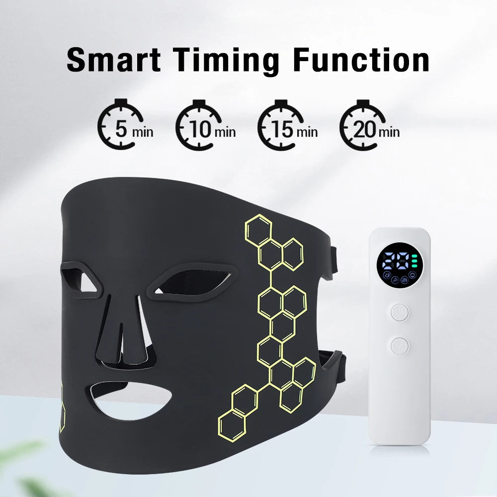 4 Color LED Facial Mask w/ Neck Face Care Treatment Beauty Anti Acne Korean Photon Therapy Face Whiten Skin Rejuvenation Machine