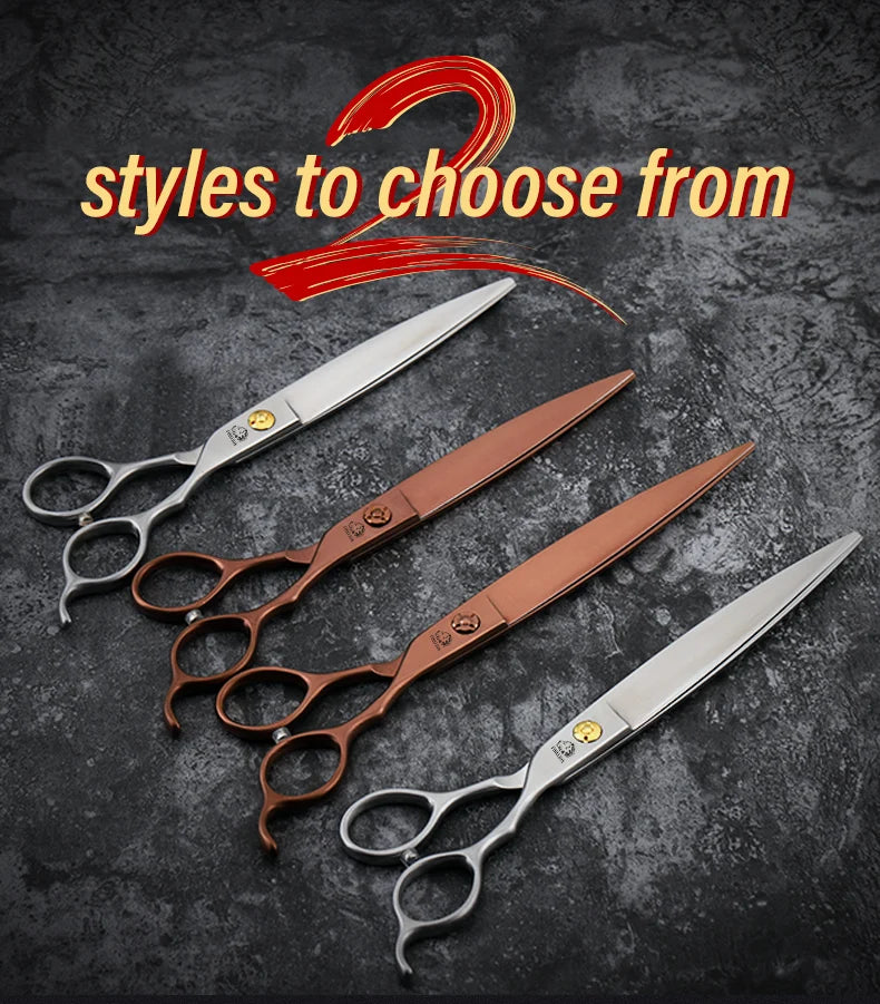 Japanese 440C Stainless Steel Dog Scissors 7.0/7.5 Inch Straight Dog Hair Cutting Shears Tool Profession Pet Grooming Scissors