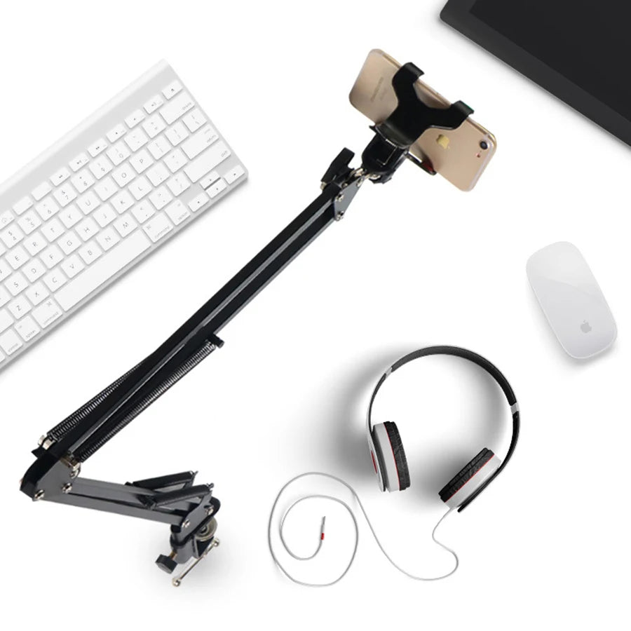 MAMEN 360° Rotating Long Arm Phone Tablet Holder Overhead Stand Desktop Bed Lazy Cantilever Bracket for HUAWEI Xiaomi iPhone