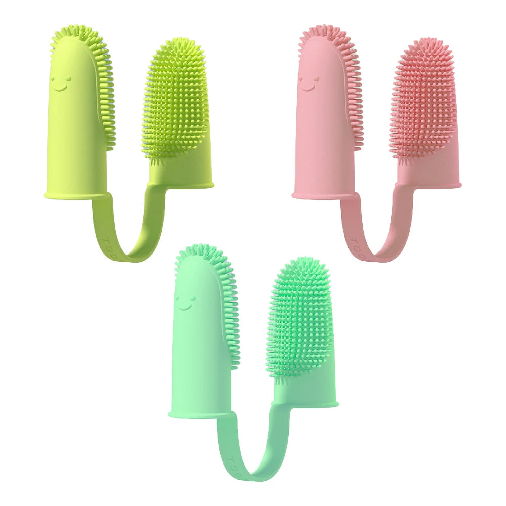 Dog Super Soft Double Finger Toothbrush Pet Teeth Clean Bad Breath Care TPR Tooth Brush Clean Tool Dog Toothbrush Accessories