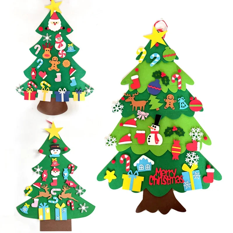 DIY Felt Christmas Tree Christmas Decoration for Home Navidad Noel 2025 New Year Christmas Ornaments Santa Claus Xmas Kids Gifts