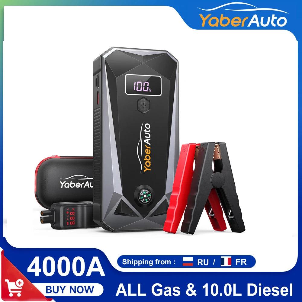 YABER Car Jump Starter 4000A 26800mAh Car Battery Powerbank Auto Battery Booster Charger External Battery