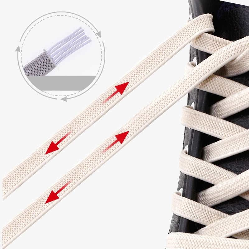 Fashion No Tie Shoe Laces Elastic Laces Sneakers Flat Shoelaces Without Ties Kids Adult Quick Shoe Lace Rubber Bands for Shoes