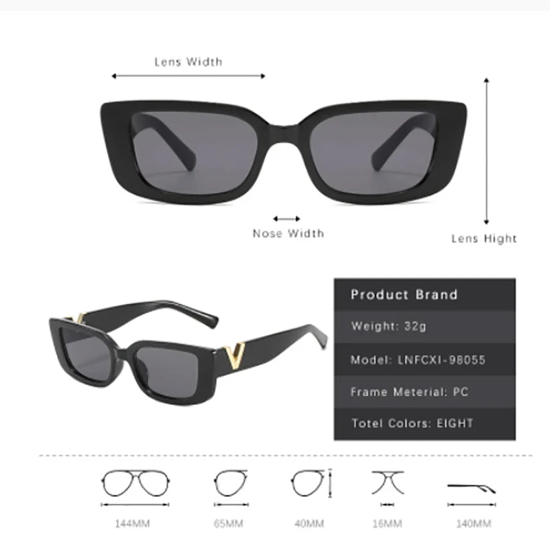 Fashion Cat Eye Sunglasses Retro Small Frame Driving Eyewear Women  Men Luxury V Sun Glasses UV400