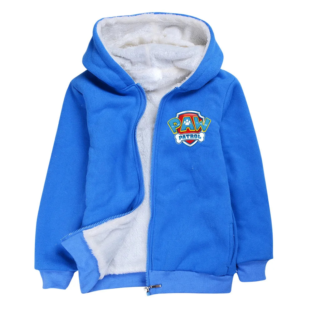 Paw Patrol Thicken Clothes Kids Autumn Hooded Sweatshirts Baby Girls Zipper Jackets Toddler Boys Long Sleeve Coats