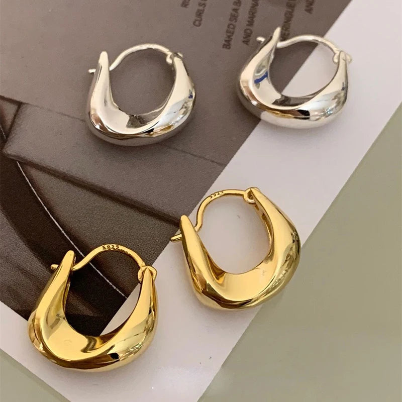 PONYKISS 925 Silver Round Geometric Hoop Earrings For Fashion Women Classic Fine Jewelry Minimalist Accessories