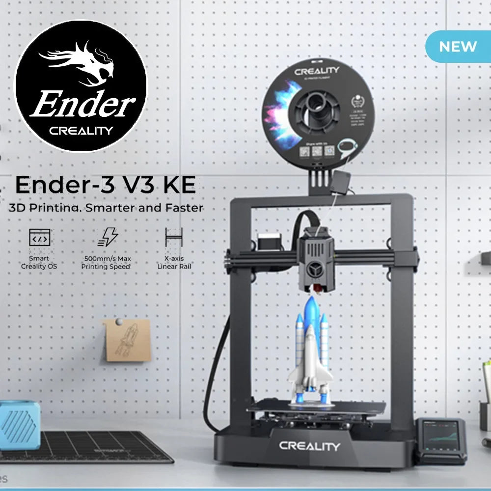 ترقية طابعة Creality 3D Ender-3 V3 KE مع طارد Sprinte Direct Drive وتسوية تلقائية بدون استخدام اليدين ولوحة أم صامتة 32 بت