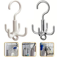 1pc Multifunctional Rotating Plastic Hook Punch Free 4-Claw Rotation Coat Hanger Belt Organizer Wardrobe Belt Hanger