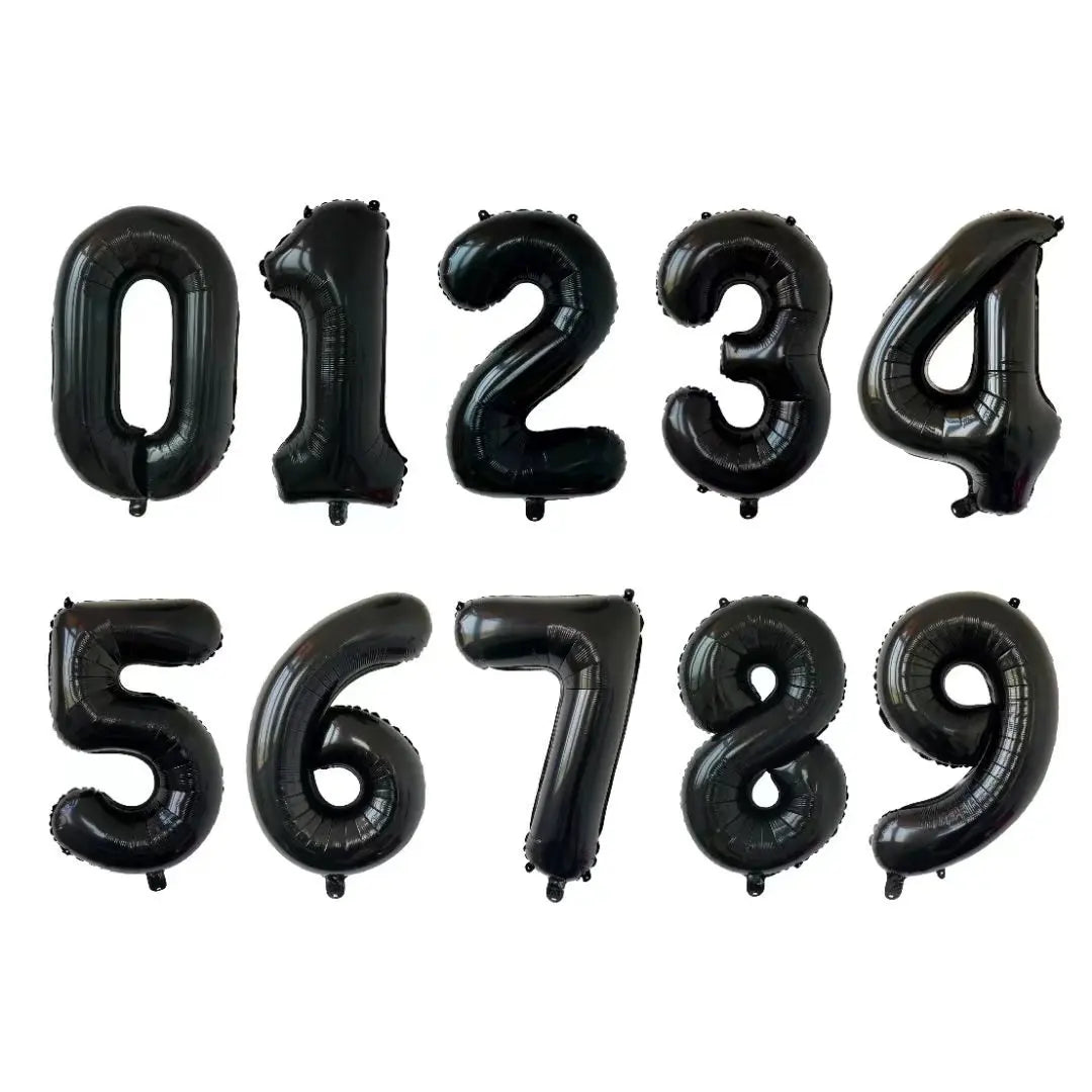 1pc INS 32inch Black Large Number Foil Balloons Figure Helium Balloon Birthday decals Photo props Birthday Party Decorations