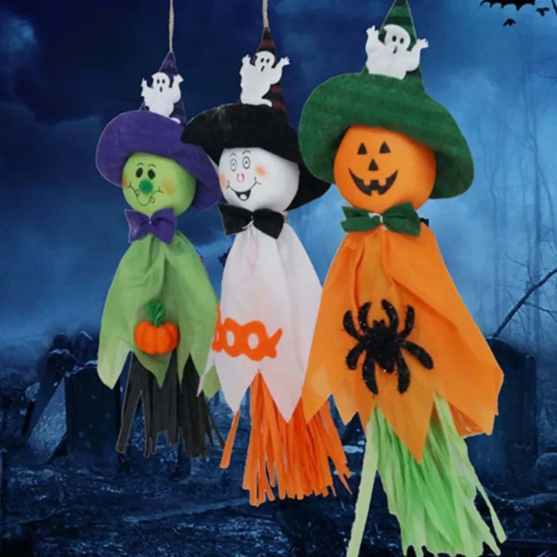 Halloween Pumpkin Ghost Witch Hanging Pendants Festival Party Pumpkin Ghost Witch Doll Trick or Treat Happy Helloween Decoration