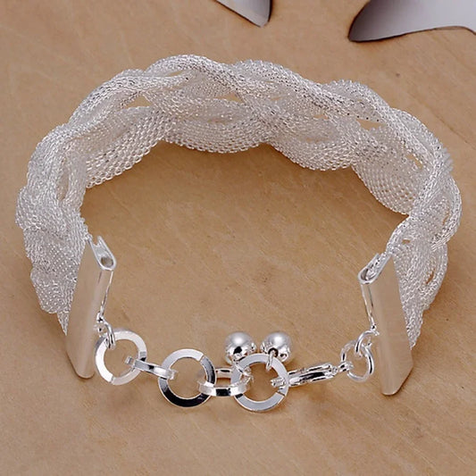 Cute holiday gift beautiful fashion women 925 Sterling Silver Jewelry Bracelets free shipping nice wedding party chain