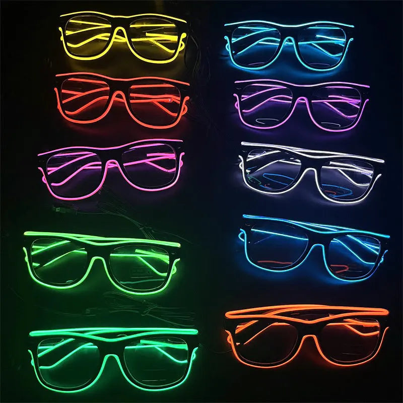 Transparent rice nail style luminous glasses LED flashing glasses EL cold light glasses nightclub jumping performance cheerin