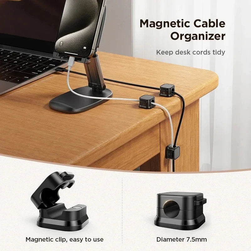 1/6/12PCS Magnetic Cable Clip Cable Smooth Adjustable Cord Holder Under Desk Cable Management Wire Keeper Cable Organizer Holder