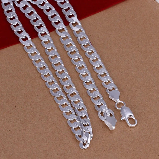 Fine 925 Sterling Silver Necklace exquisite noble luxury gorgeous charm fashion 6MM men solid wedding chain women jewelry