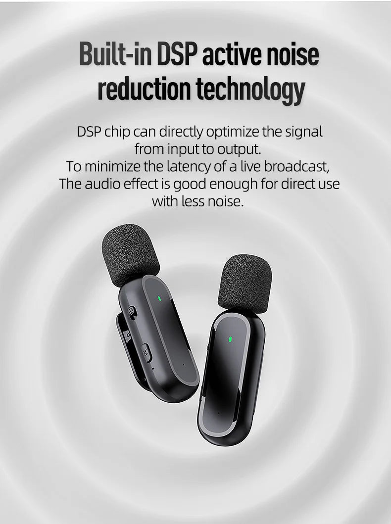 Xiaomi Mijia Wireless HD Radio Live Microphone Noise Cancel Dual Mic 20 Meters for Mobile Phone Tiktok Short Video Recording