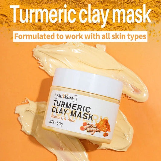 Turmeric Mud Mask Facial Purification Deep Cleansing Brightening Moisturizing Oil Control Beauty Anti-Acne Face Mask Skin Care