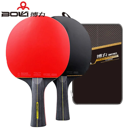 BOLI Professional 5/6 Star Table Tennis Racket Offensive 2 Pcs Ping Pong Paddle with Fine Elasticity