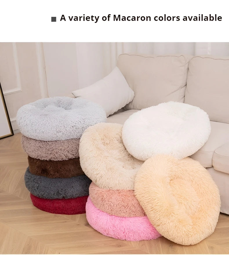 Plush Circular Pet Nest Winter Cat Nest Dog Nest Warm Detachable Washable Round Cat Nest Pet Bed Seasonal Universal Decoration