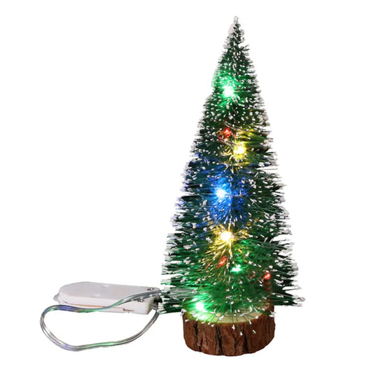 Christmas Green Cedar LED Lights Pine Needle Tree Christmas Decorations Desktop Ornament Gift Mini Christmas Tree Decorations