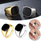 Stainless Steel Square Signet for Men Black Enamel Men's Pinky Rings Hip Hop Rings Husband Dad Christmas Gifts for Him