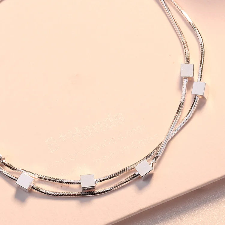 New 925 Sterling Silver Creative square chain bracelets for women fashion high quality jewelry wedding party Christmas gifts