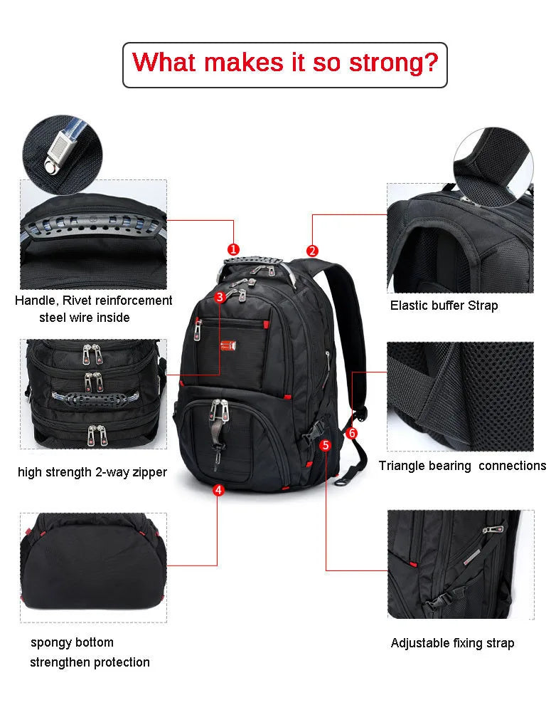 Swiss-Multifunctional bags Durable 17 Inch Laptop Backpack, Travel Bag,College Bookbag,USB Charging Port,Water Resistant