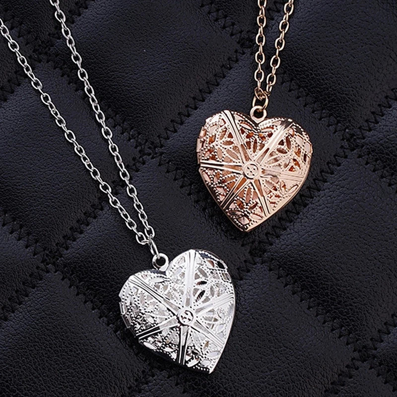 Bulbusbow Hollow Engraved Sweet Peach Heart Love Chain Necklace – Personalized Opening & Closing Heart Shaped Photo Box Pendant for Women | Perfect Love Gift 2024