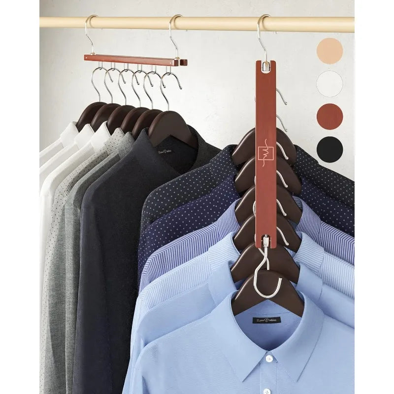 Space Saving Hangers for Closet Organizer - 4 Pack European Beechwood Shirt Organizer for Closet