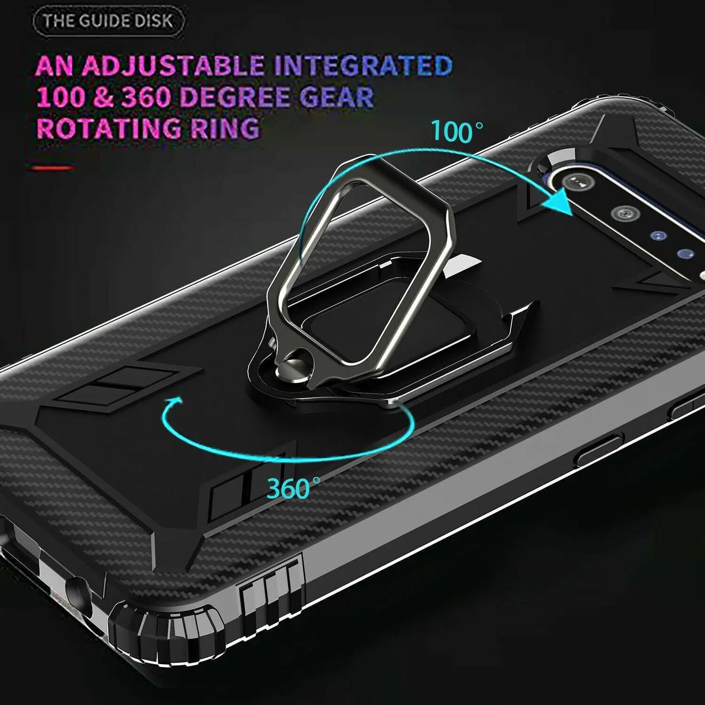 Carbon Fiber Silicone Stand Case For LG V60 ThinQ/LG Velvet 5G Shockproof Hybrid Rubber Ring Holder Kickstand Cover