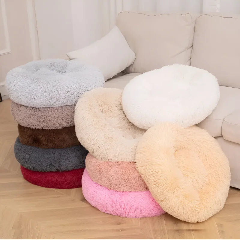 Plush Circular Pet Nest Winter Cat Nest Dog Nest Warm Detachable Washable Round Cat Nest Pet Bed Seasonal Universal Decoration