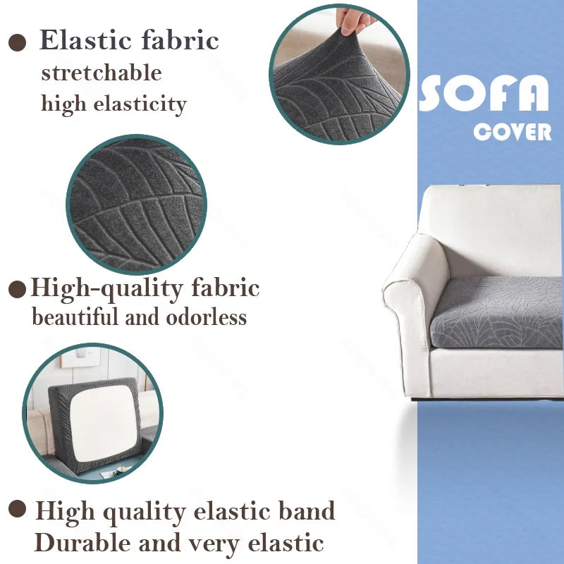 Waterproof Thick Jacquard Sofa Cushion Cover For Living Room Anti-slip Anti-dust Solid Color 1PC Elastic Sofa Cover