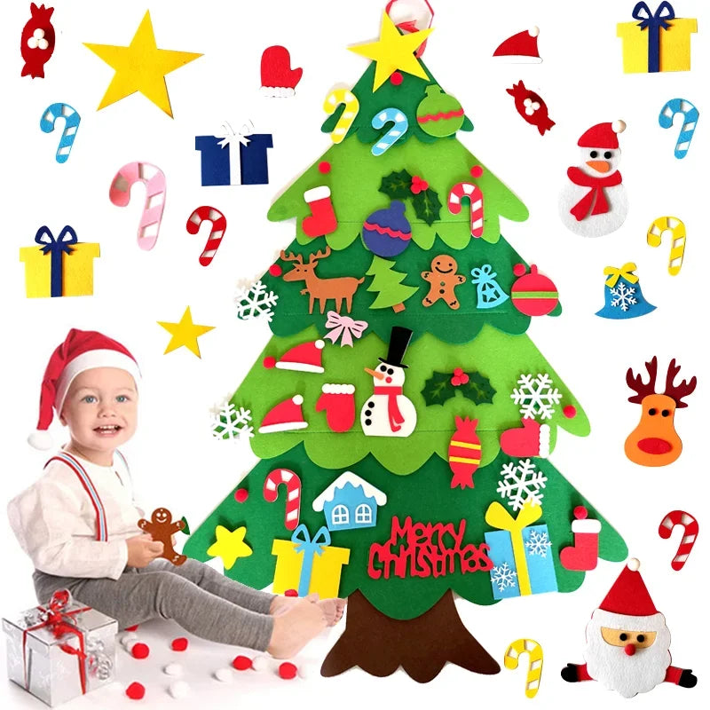 DIY Felt Christmas Tree Christmas Decoration for Home Navidad Noel 2025 New Year Christmas Ornaments Santa Claus Xmas Kids Gifts