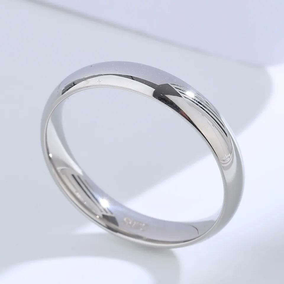 Buyee 925 Sterling Silver Couples Ring Sets Light Polishing Simple Ring Finger for Woman Man Classic Wedding Fine Jewelry Circle