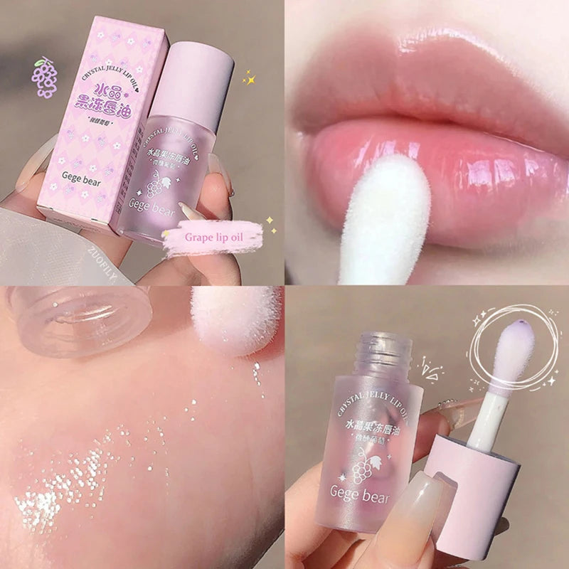 Crystal Jelly Lip Oil Hydrating Plumping Lip Gloss Coat For Cute Makeup Lipsticks Tinted Clear Serum Fruit Lip Balm Cosmetics