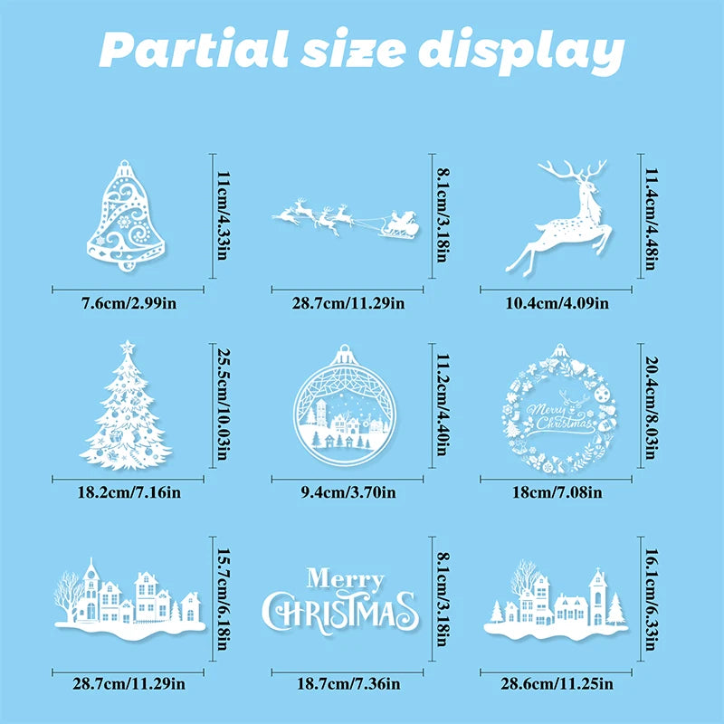 Double-Sided Christmas Window Clings Designs Snowflake Static Stickers Decoration White Xmas Ornaments Reusable Party Supplies