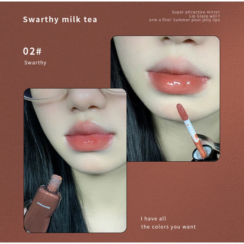 Mirror Lip Gloss Lip Glaze Transparent Glass Lip Oil Korean cosmetics Waterproof Liquid Lipstick Nude Brown Clear Tint Makeup