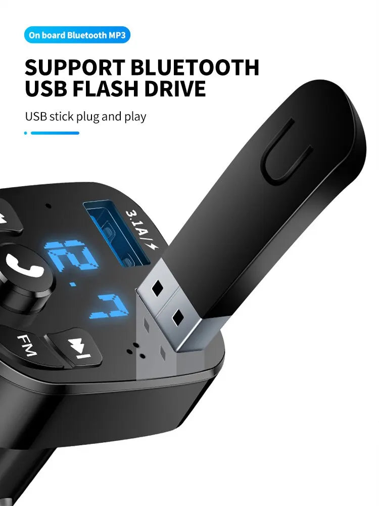 Car Mp3 Player Dual Usb Fast Charger Fm Bluetooth Receiver Bluetooth Compatible 5.0 Fm Transmitter Usb Flash Drive Plug Car Kit