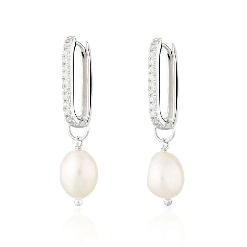 Bulbusbow 925 Sterling Silver Pearl Hoop Earrings – Elegant Fine Jewelry for Women